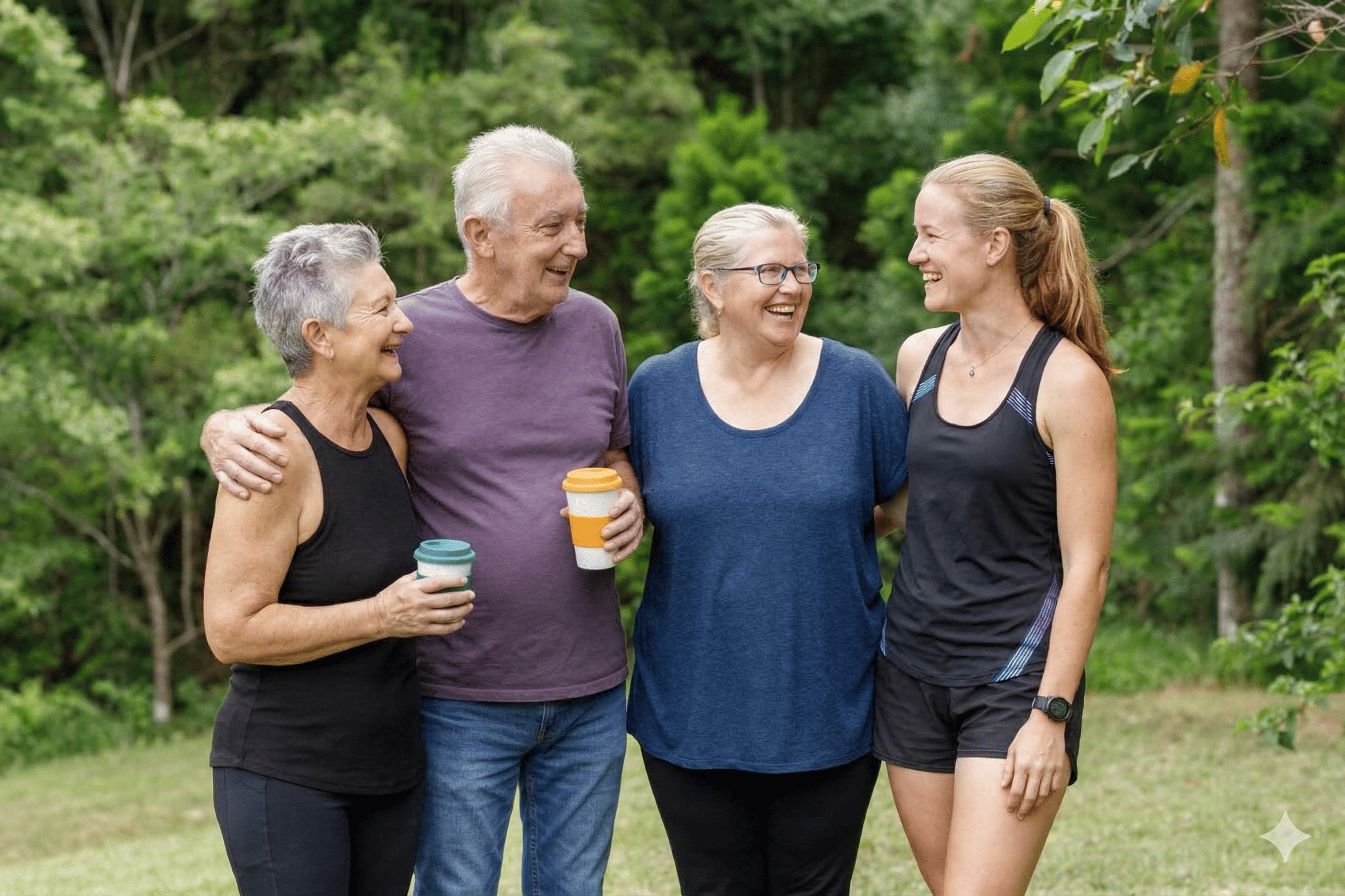Group of friends staying active with healthy hearts